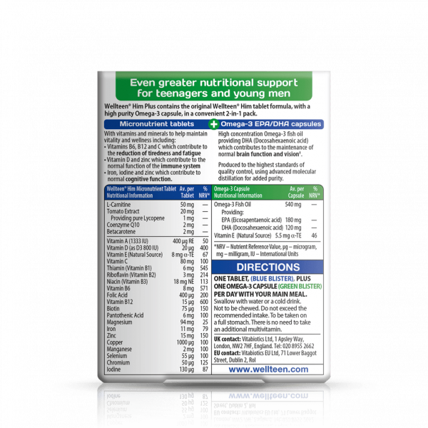 Wellteen Him Plus Nutrition Chart Wellteen Him Plus Nutrition Chart
